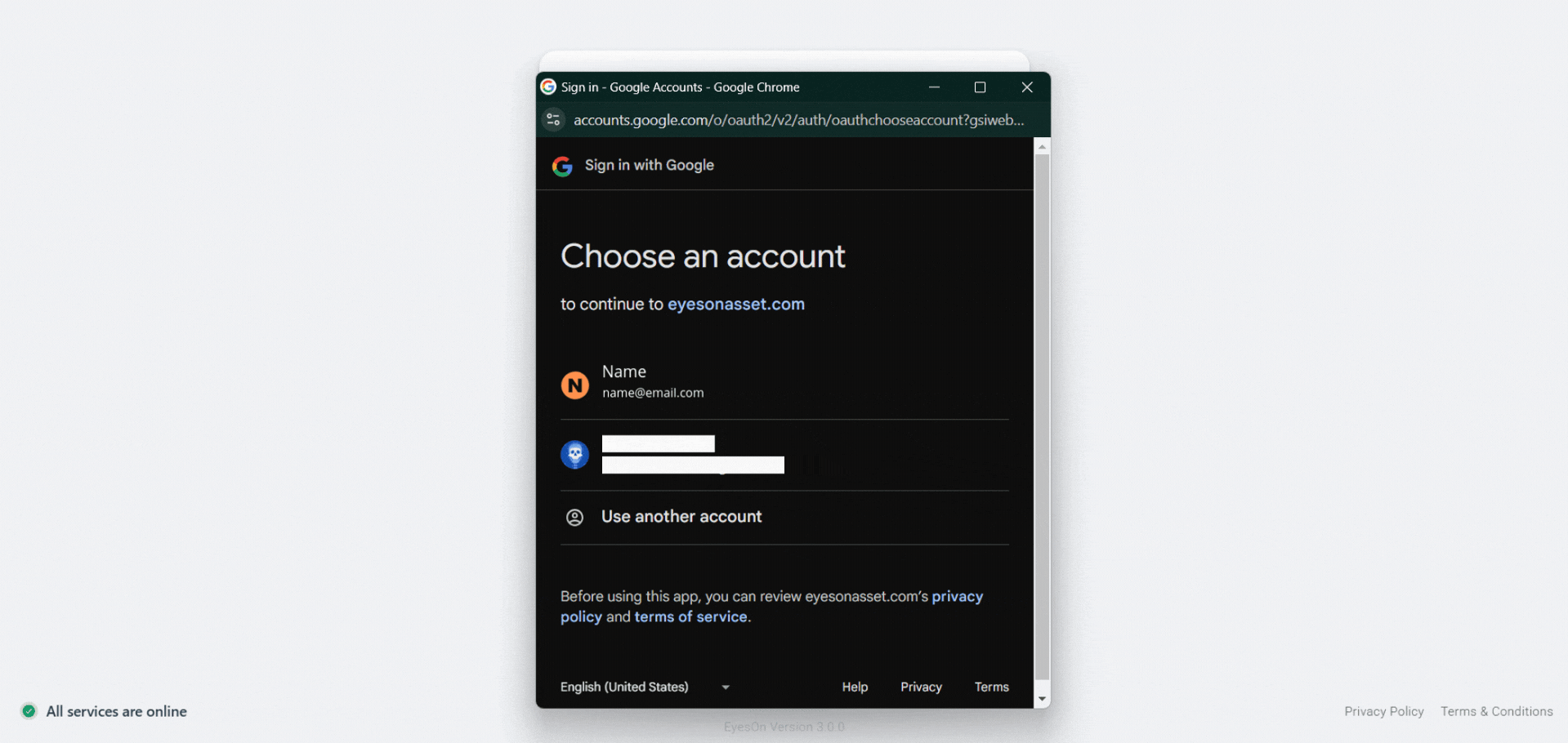 Google and Microsoft Sign-In Screenshot