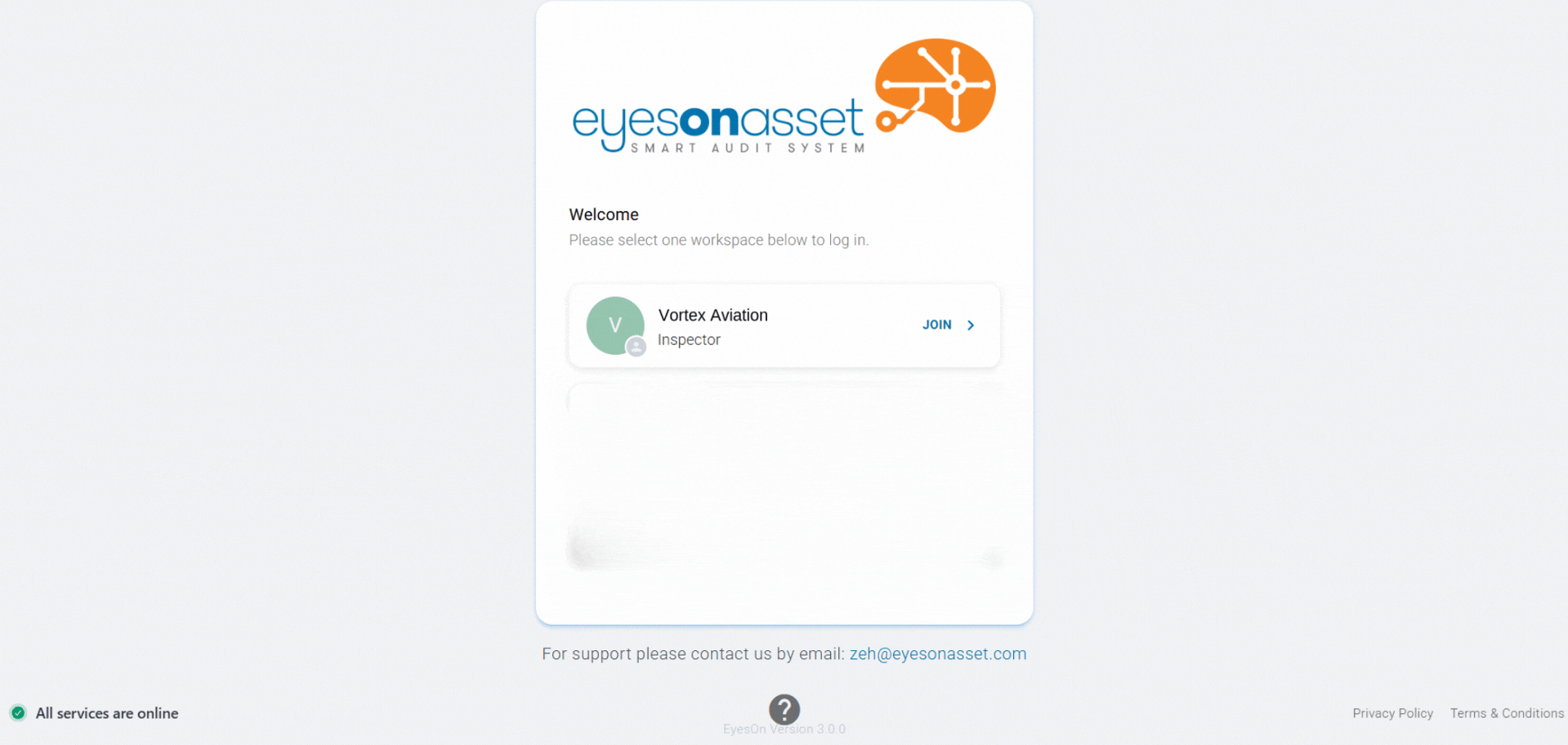 Select Workspace Screenshot