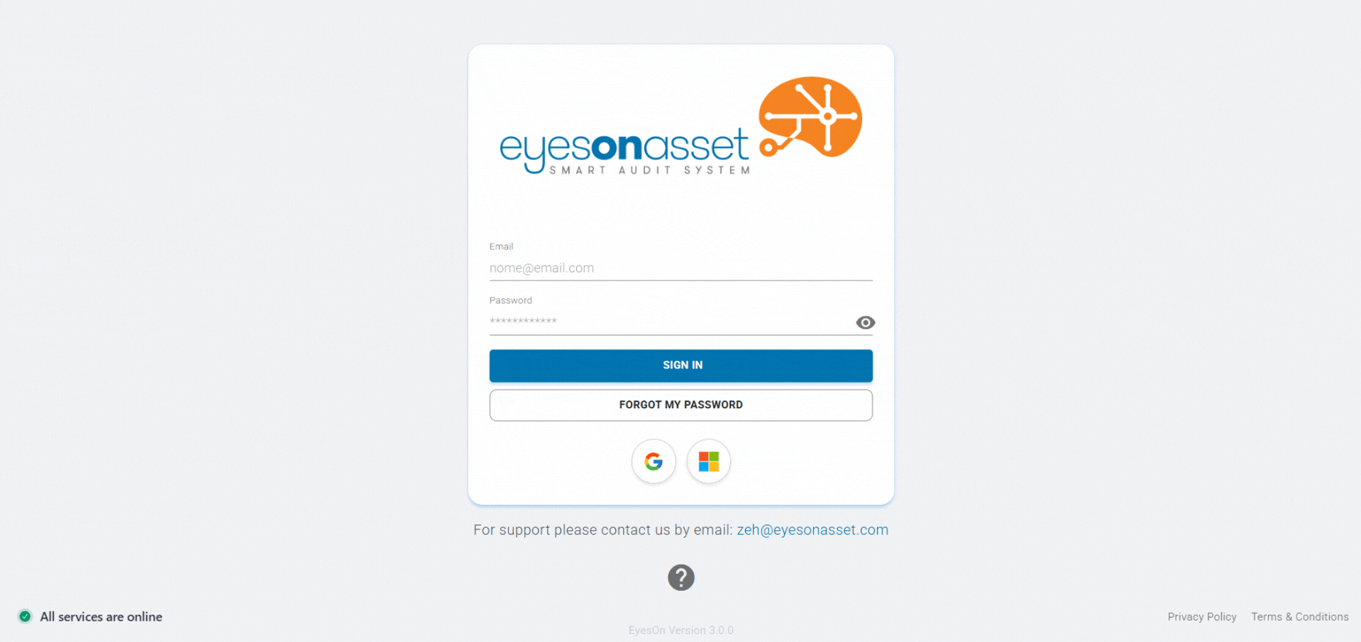 Google and Microsoft Sign-In Screenshot